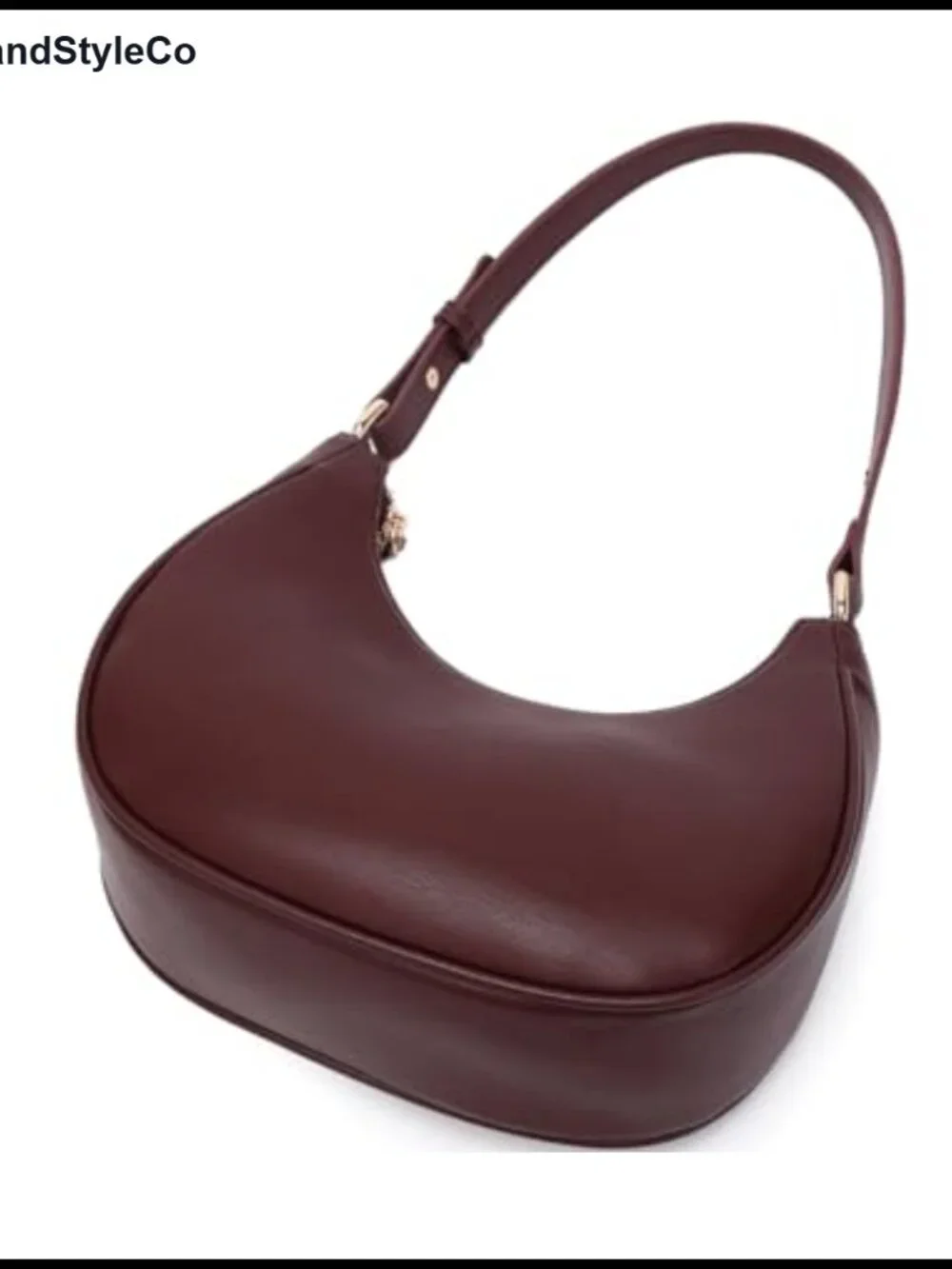 PU Leather Crescent Hobo Shoulder Bag Mini Clutch Purse Zipper Closure